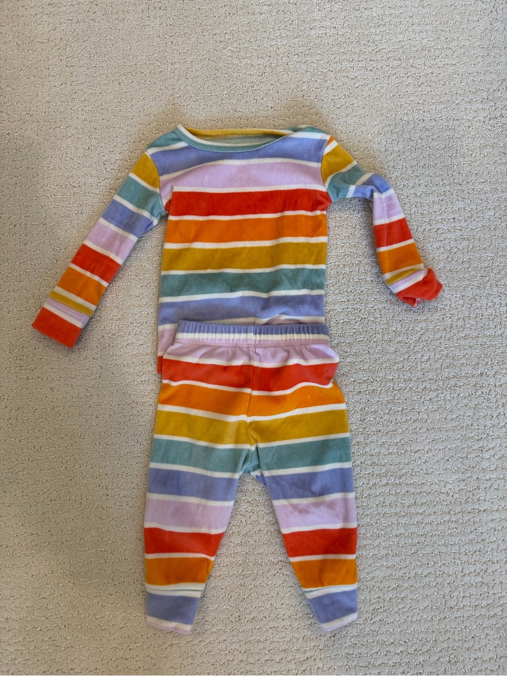 Kids Rainbow Stripe Long-Sleeve Pajama Set - Multicolor